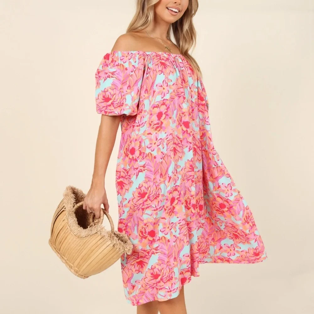 Petal & Pup Leyden Dress Size 8 NWT! Floral off the shoulder flowy mini dress - Picture 2 of 16